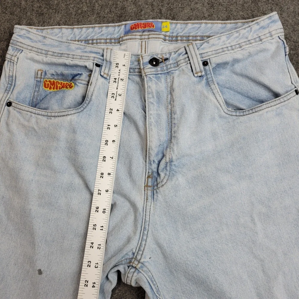 Empyre Jeans Mens 34 Blue Denim Light Wash Straight Leg Streetwear Y2K Baggy